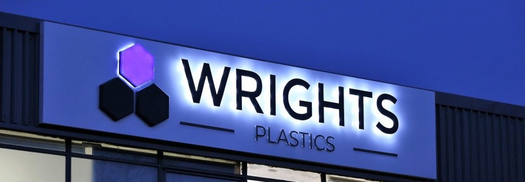 illuminated signs for wrights plastics head office