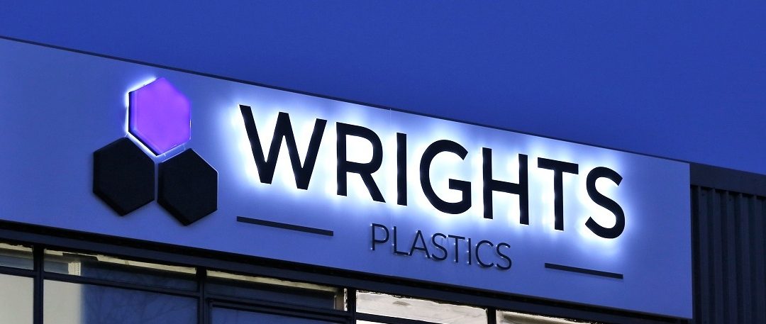 illuminated signs for wrights plastics head office