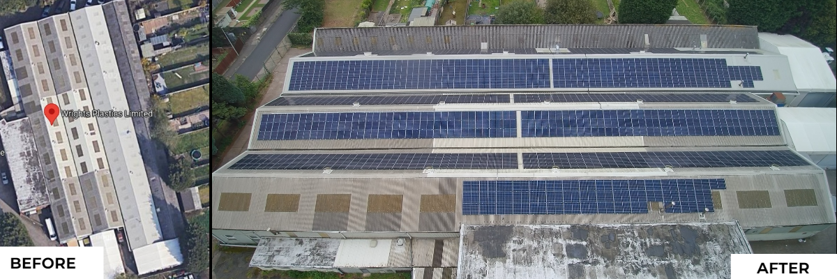 Wrights Plastic factory after solar panels fitted